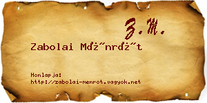Zabolai Ménrót névjegykártya